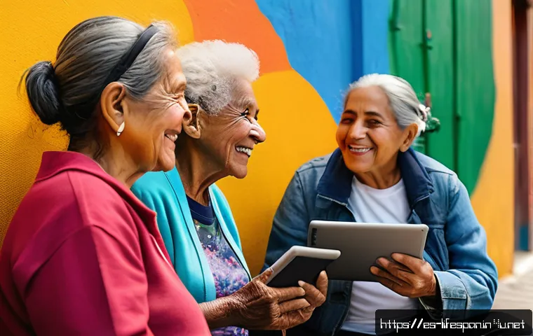 고령화 사회와 평균수명 - A vibrant intergenerational community workshop in a Latin American urban setting, featuring older ad...